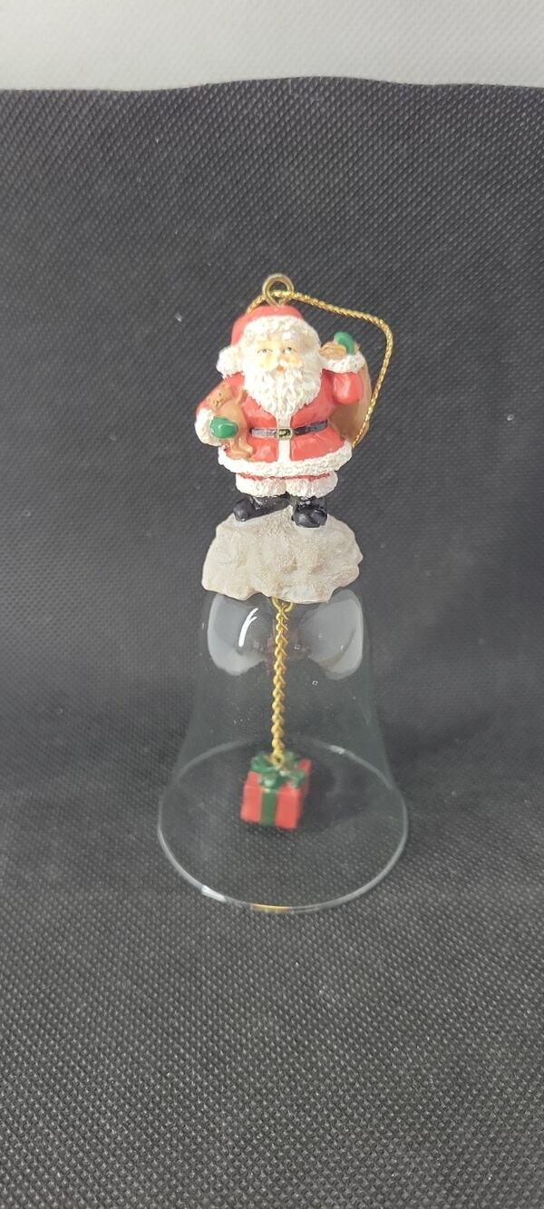 Avon Christmas Santa Glass Bell Tree Ornament Holiday Decor JH1375